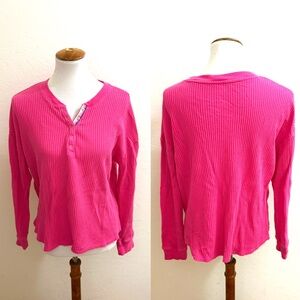 Bright Pink Buttoned Long Sleeve Top